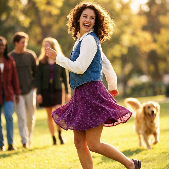 Esprit Dresses & Skirts - Vintage Esprit Size 10 Purple Cherry Blossom Skirt Knee Length Preppy Y2K